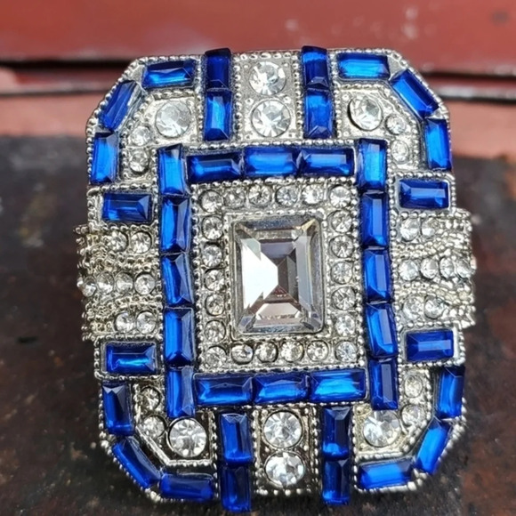 Vintage  crystal‎ paste cocktail ring 5.5 - Picture 6 of 14